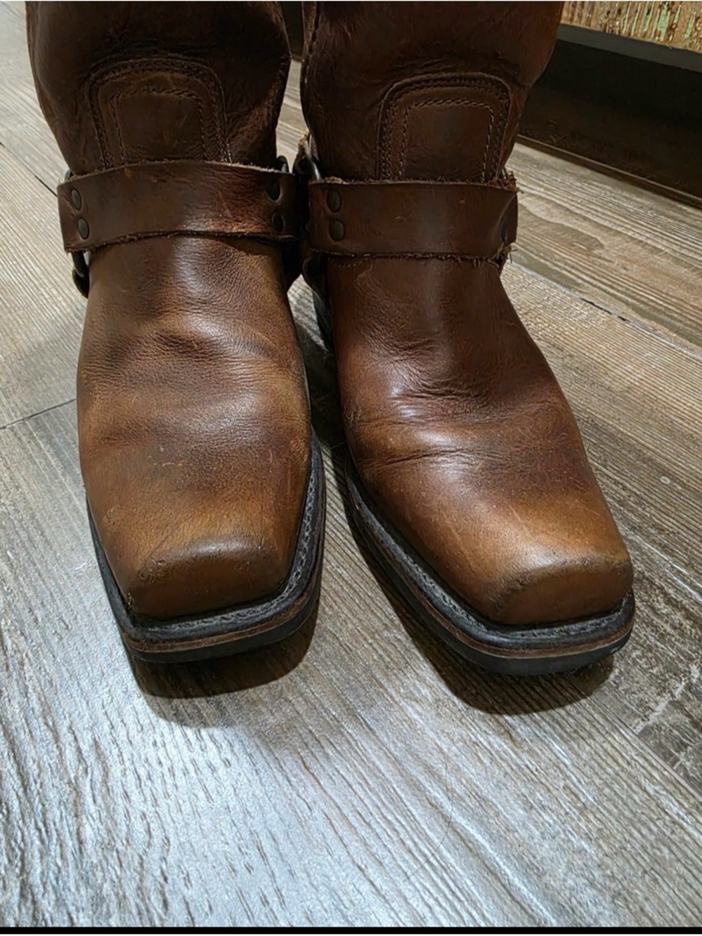Classic Brown Leather Engineer Boots - Women's - Picture 5 of 8
